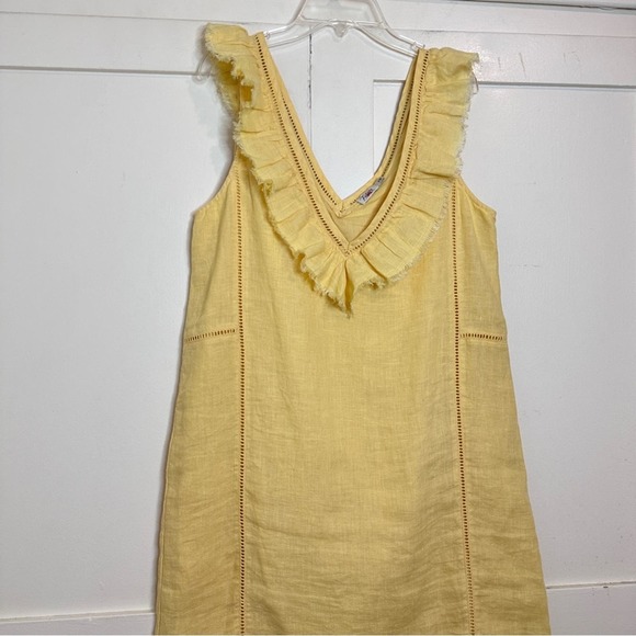 Faherty Ellis Linen Shift Dress In Yellow Small - Picture 3 of 6